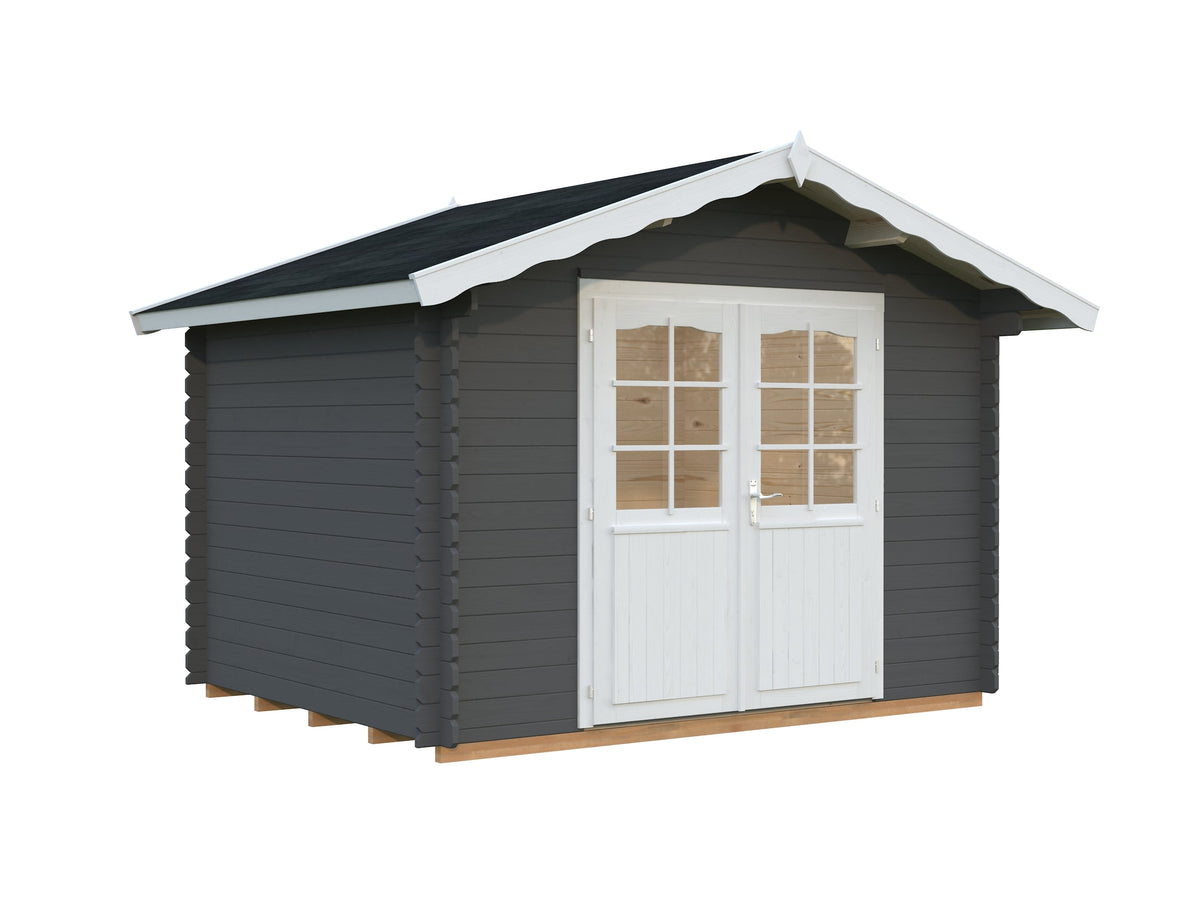 Garden Cabin Vivian 6.9 m², grey with white trim