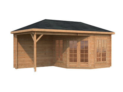Garden Pavilion Melanie 7.0+8.1 m², brown dip-treated