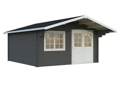 Garden Shed Britta 17.5 m², grey with white trim