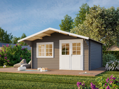 Garden Shed Britta 17.5 m², grey with white trim