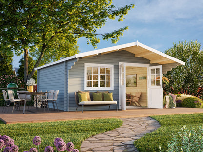 Garden Shed Britta 19.7 m², light grey with white trim