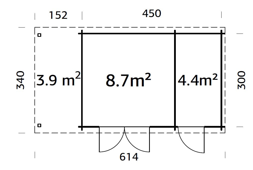 Garden Shed Ella 13.1+3.9 m²