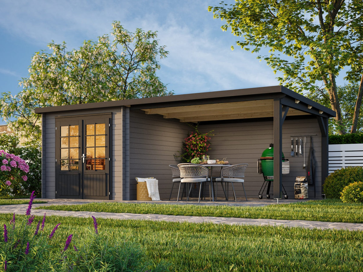 Garden Shed Ella 6.9+10.0 m², grey with anthracite trim