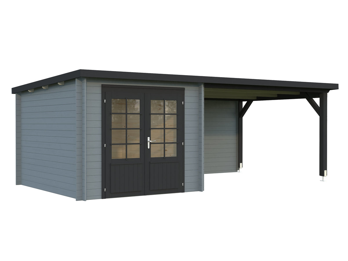 Garden Shed Ella 6.9+10.0 m², light grey with anthracite trim
