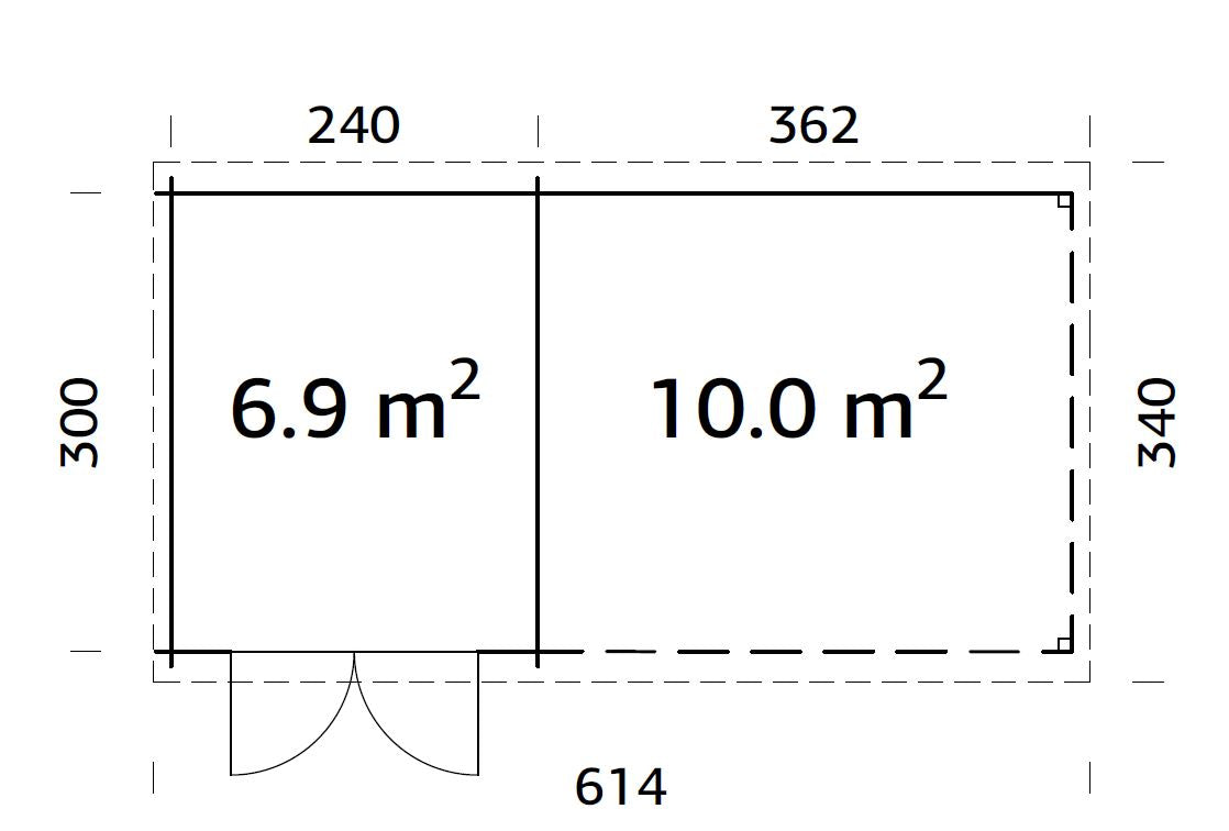 Garden Shed Ella 6.9+10.0 m²