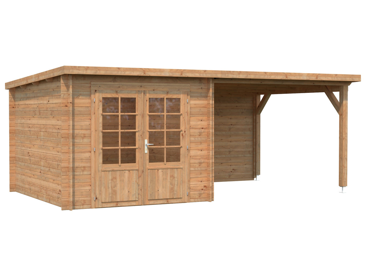 Garden Shed Ella 6.9+8.2 m², brown dip-treated