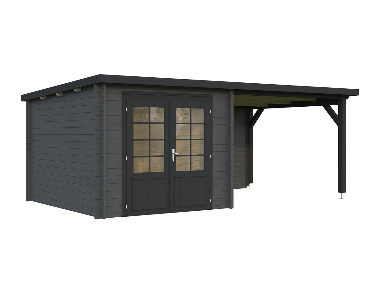 Garden Shed Ella 6.9+8.2 m², grey with anthracite trim