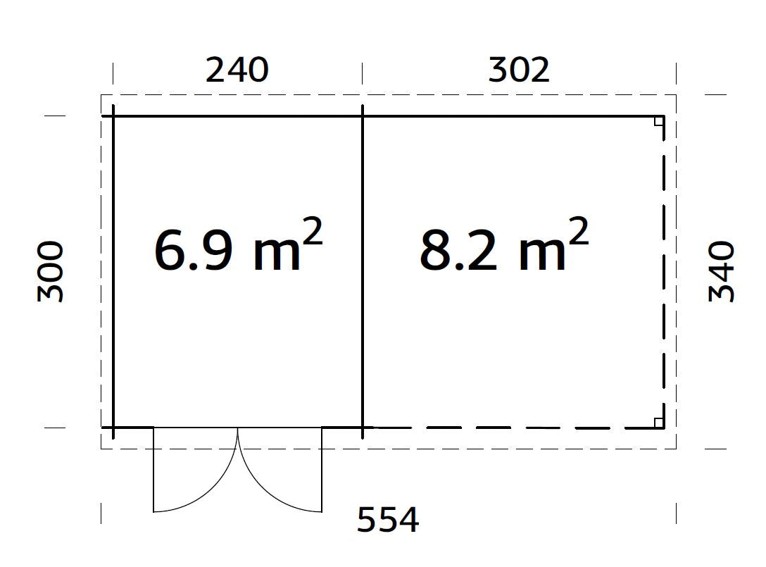 Garden Shed Ella 6.9+8.2 m²