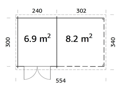 Garden Shed Ella 6.9+8.2 m²