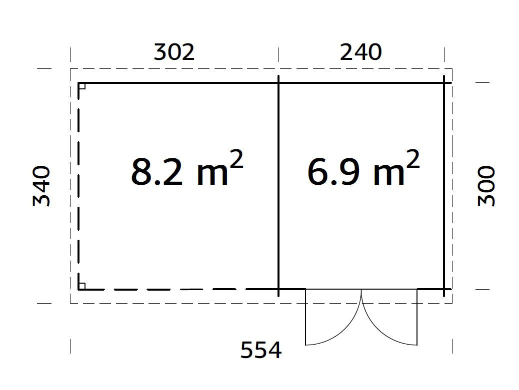 Garden Shed Ella 6.9+8.2 m²