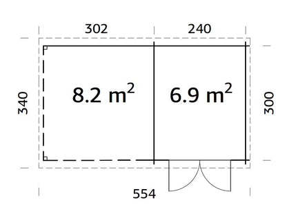 Garden Shed Ella 6.9+8.2 m²