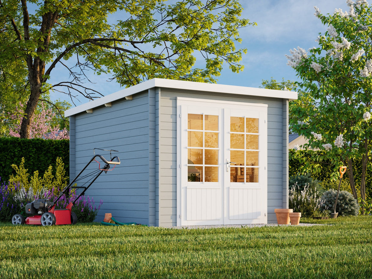 Garden Shed Ella 6.9 m², light grey with white trim