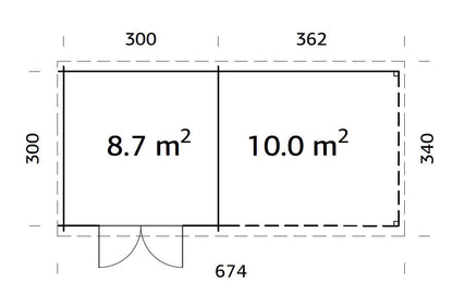 Garden Shed Ella 8.7+10.0 m²