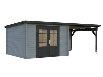 Garden Shed Ella 8.7+8.2 m², light grey with anthracite trim