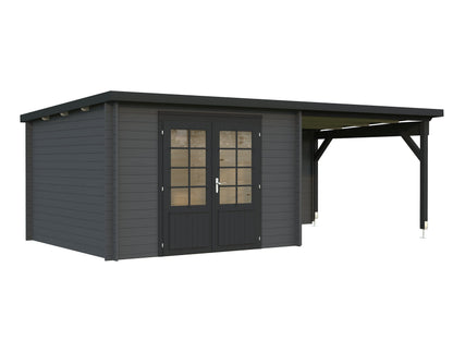 Garden Shed Ella 8.7+8.2 m², grey with anthracite trim