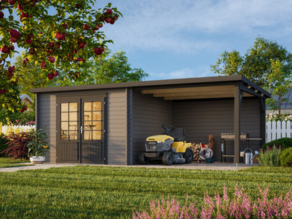Garden Shed Ella 8.7+8.2 m², grey with anthracite trim