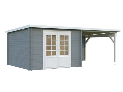 Garden Shed Ella 8.7+8.2 m², light grey with white trim