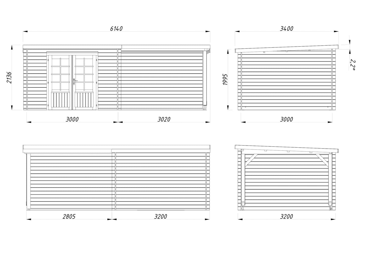 Garden Shed Ella 8.7+8.2 m²