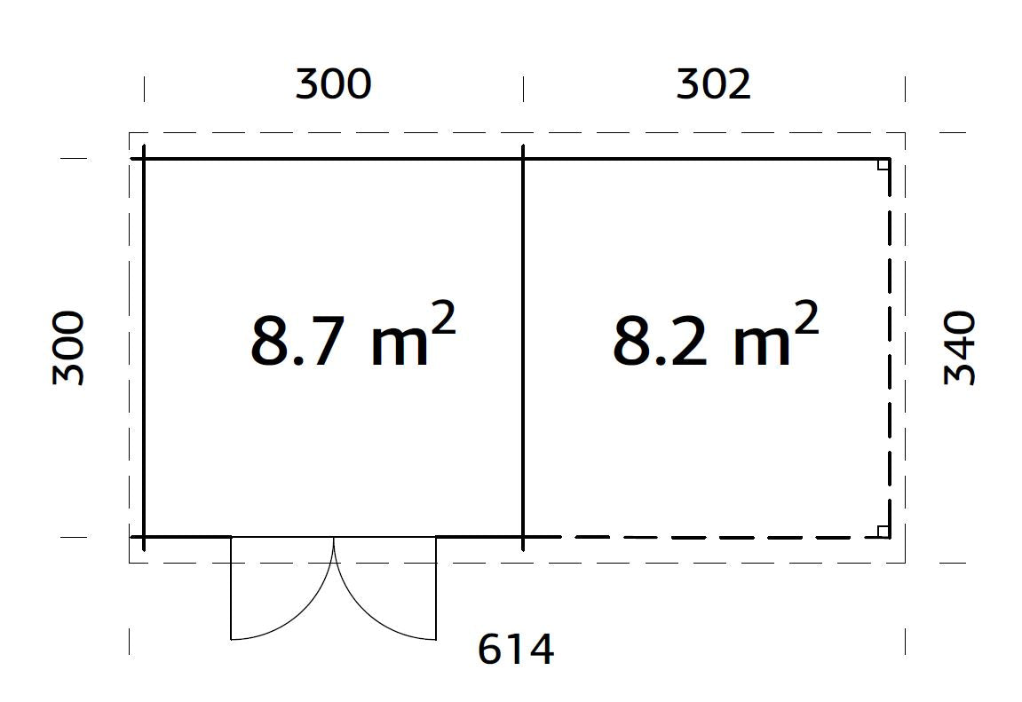 Garden Shed Ella 8.7+8.2 m²