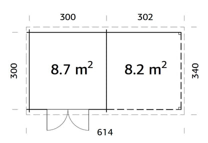 Garden Shed Ella 8.7+8.2 m²
