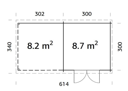 Garden Shed Ella 8.7+8.2 m²