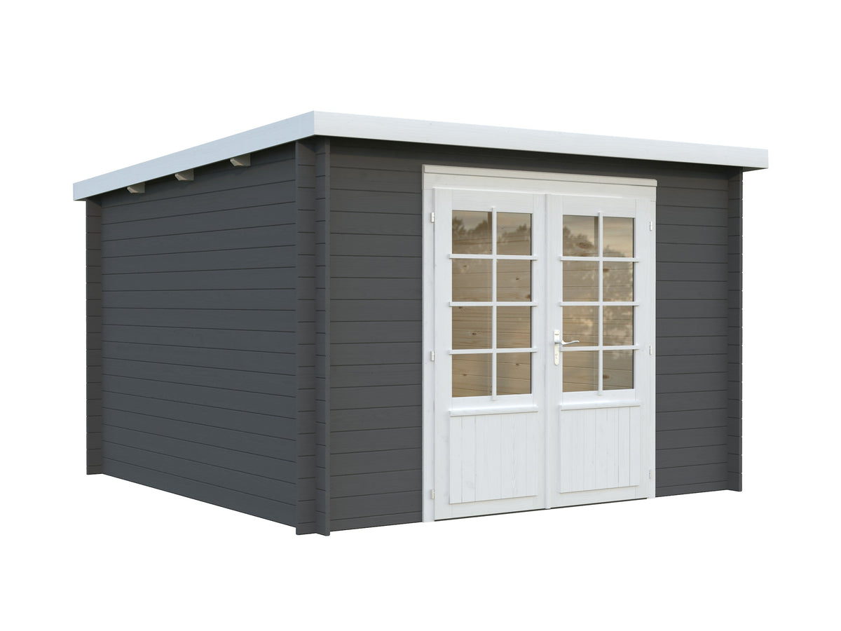 Garden Shed Ella 8.7 m², grey with white trim