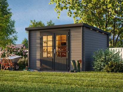 Garden Shed Ella 8.7 m², grey with anthracite trim