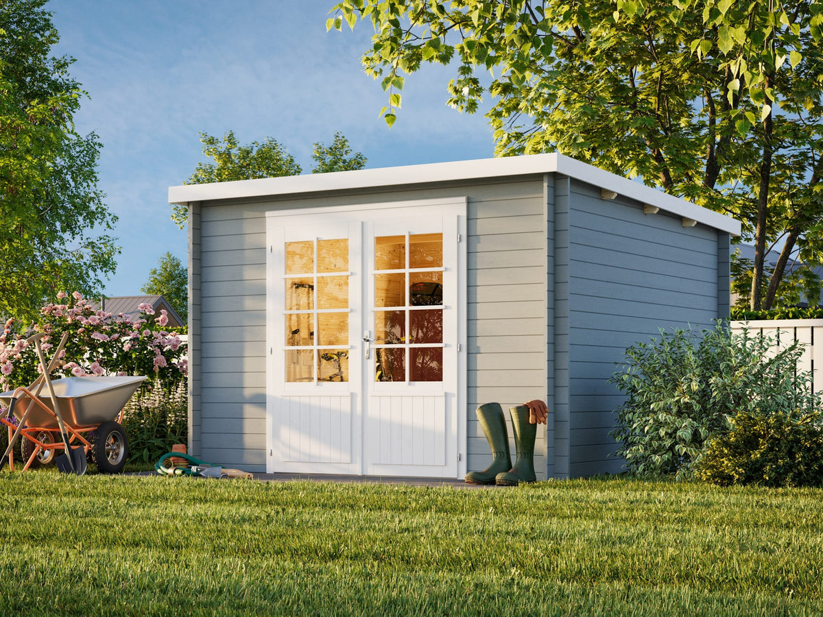 Garden Shed Ella 8.7 m², light grey with white trim