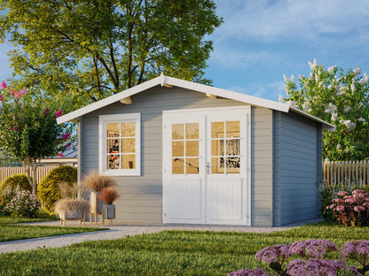 Garden Shed Klara 10.4 m², light grey with white trim