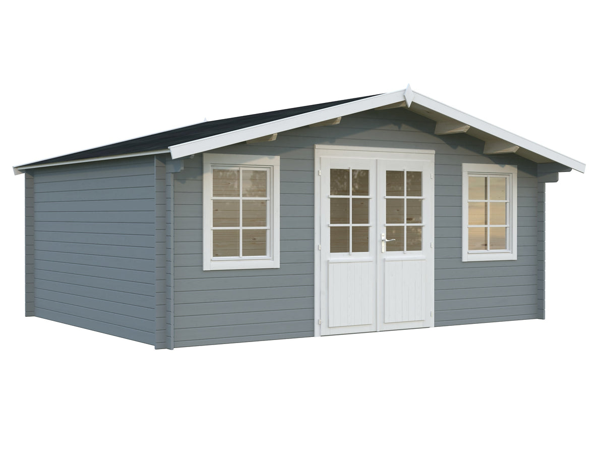 Garden Shed Klara 17.0 m², light grey with white trim