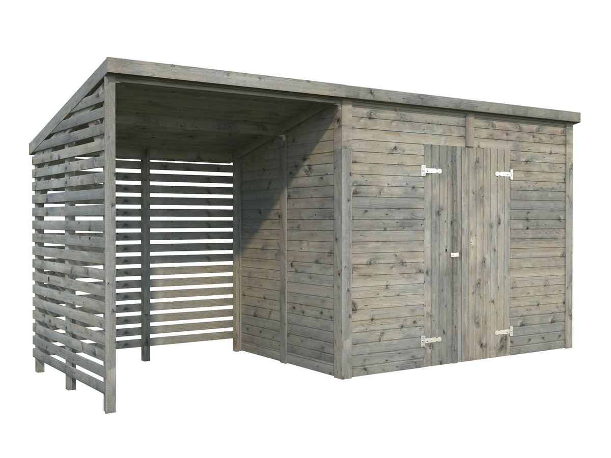 Garden Shed Leif 4.5+2.9 m², grey dip-treated