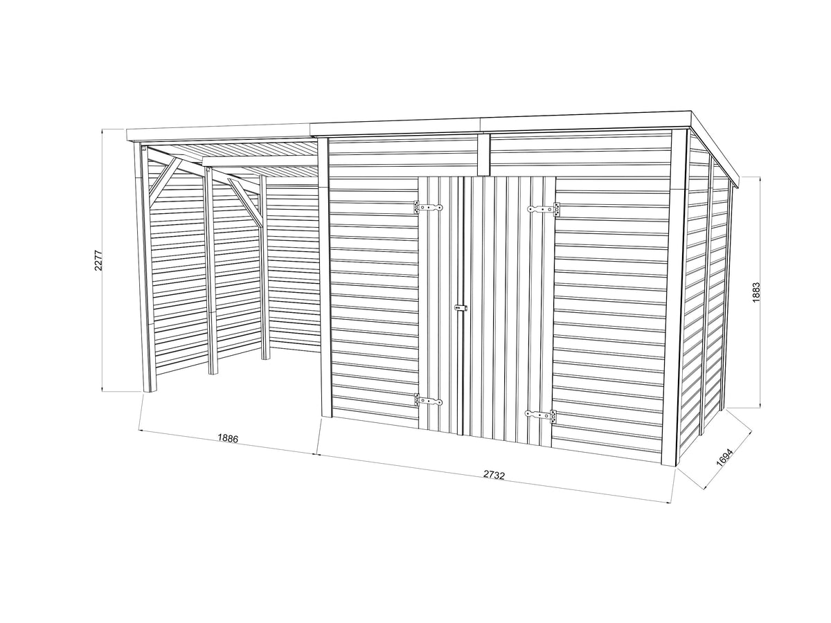 Garden Shed Leif 4.5+2.9 m²