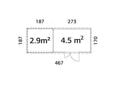 Garden Shed Leif 4.5+2.9 m²