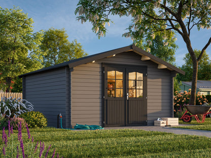 Garden Shed Lotta 13.9 m², grey with anthracite trim