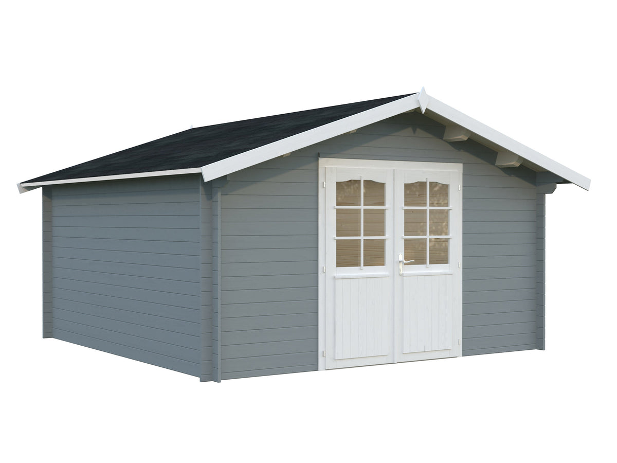 Garden Shed Lotta 13.9 m², light grey with white trim