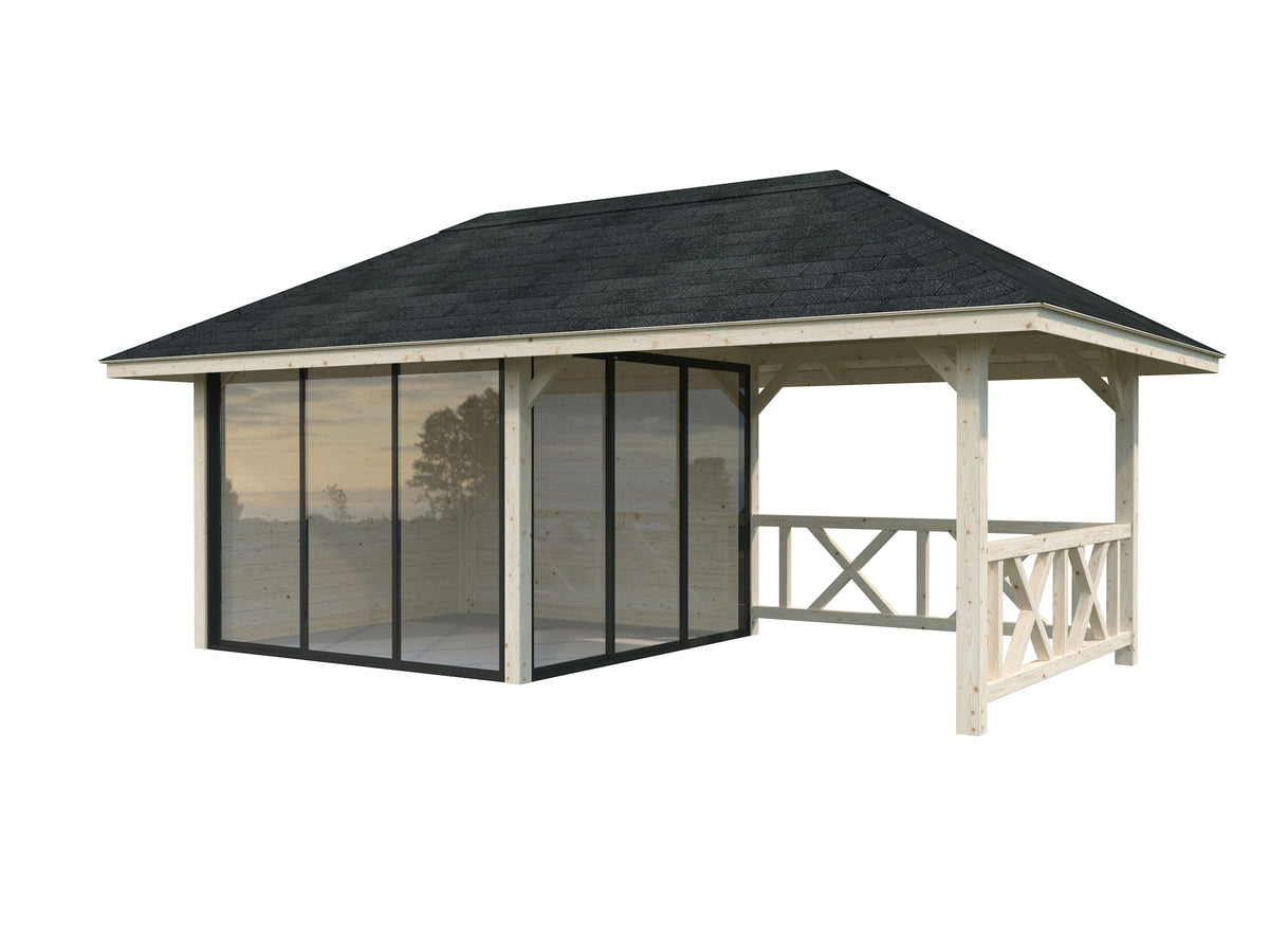 Glass Garden Room Bianca 16.6 m² Set 203 Slide, untreated