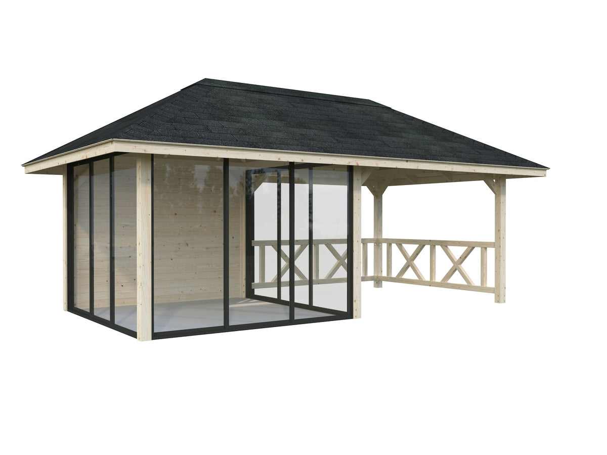 Glass Garden Room Bianca 16.6 m² Set 204 Slide, untreated