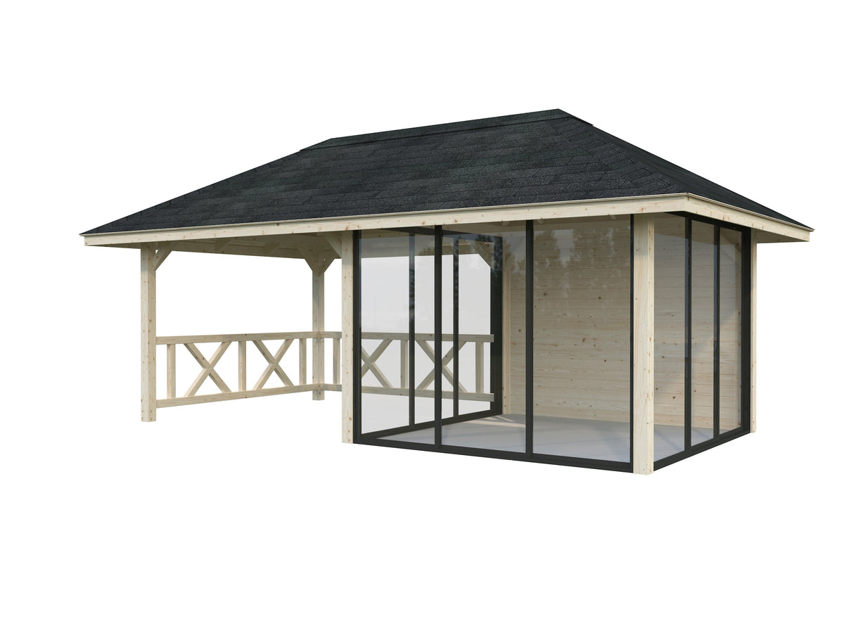 Glass Garden Room Bianca 16.6 m² Set 504 Slide Plus, untreated