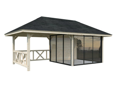Glass Garden Room Bianca 16.6 m² Set 504 Slide Plus, untreated