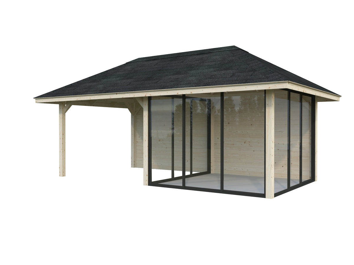 Glass Garden Room Bianca 16.6 m² Set 506 Slide Plus, untreated