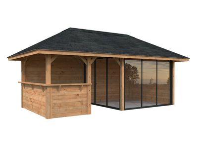 Glass Garden Room Bianca 16.6 m² Set 507 Slide Plus, brown dip-treated