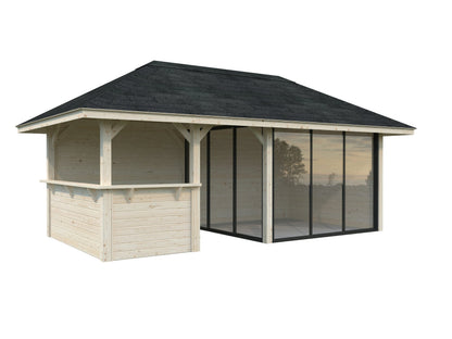 Glass Garden Room Bianca 16.6 m² Set 507 Slide Plus, clear dip-treated