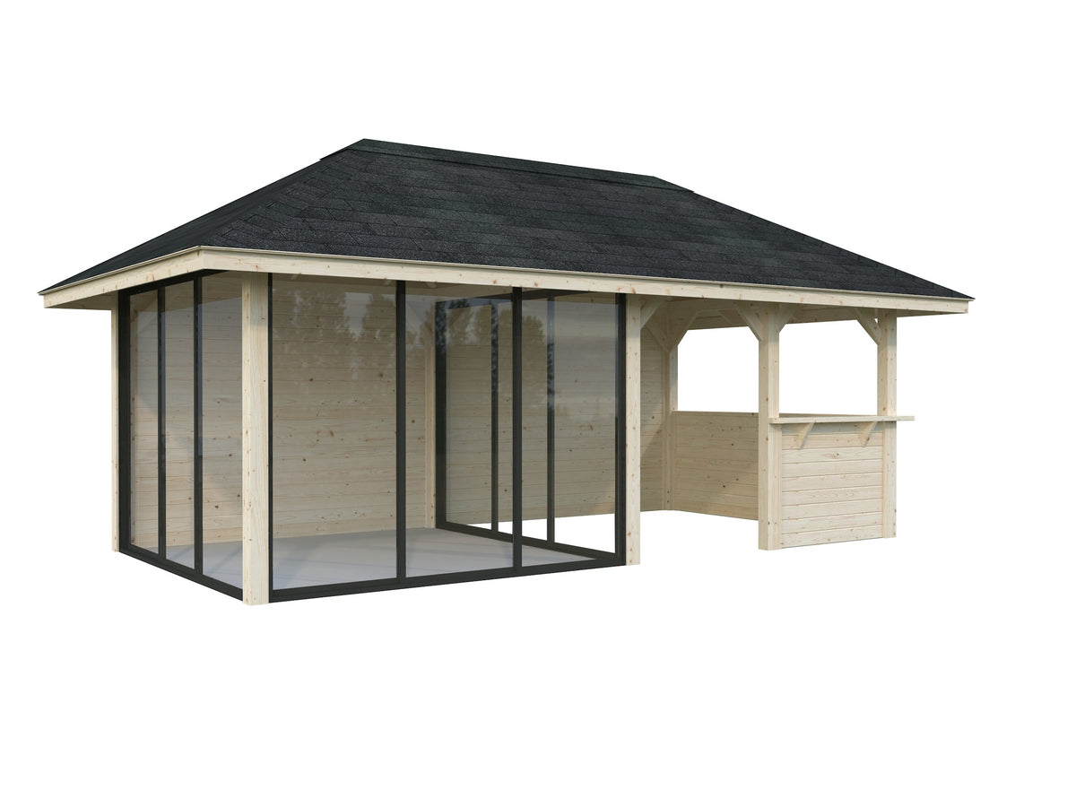 Glass Garden Room Bianca 16.6 m² Set 508 Slide Plus, untreated