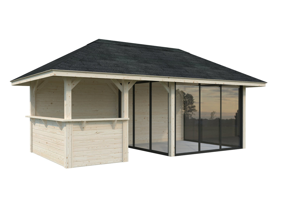 Glass Garden Room Bianca 16.6 m² Set 508 Slide Plus, untreated