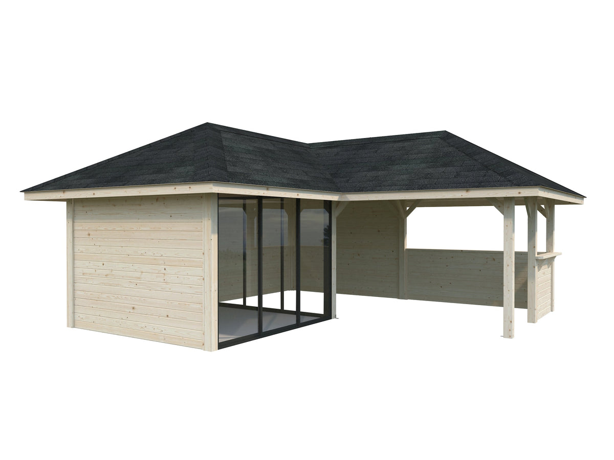 Glass Garden Room Bianca 24.9 m² Set 209 Slide, untreated