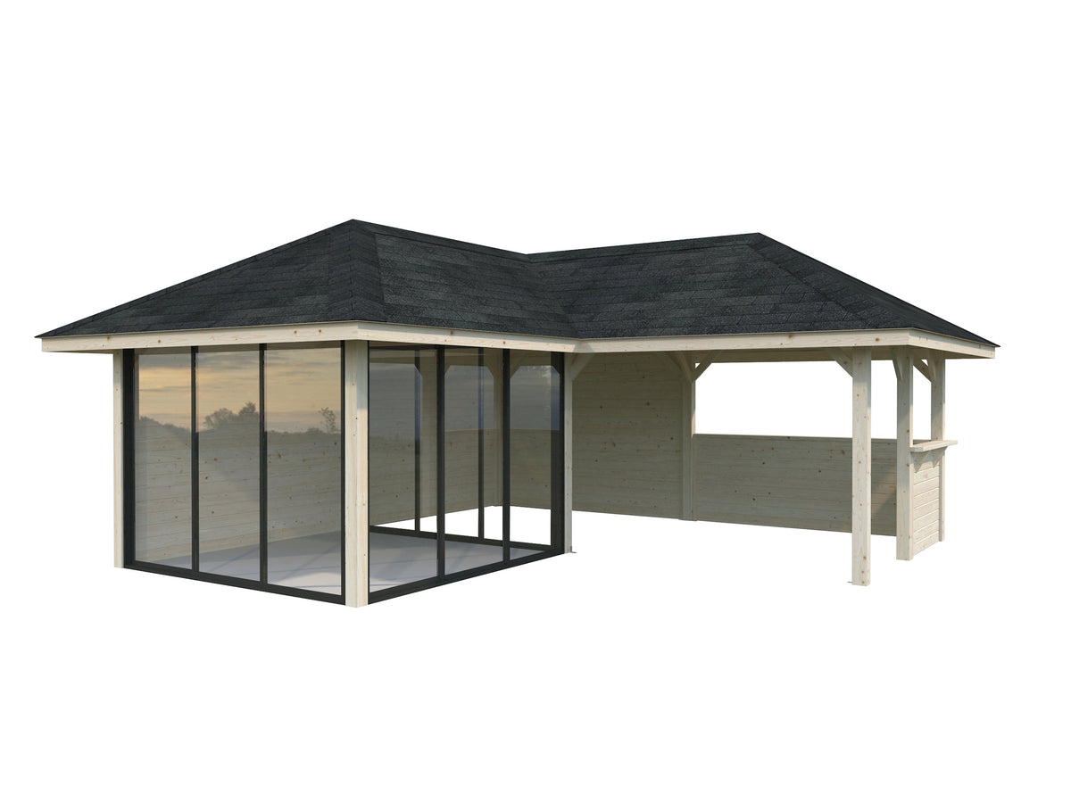 Glass Garden Room Bianca 24.9 m² Set 210 Slide, untreated