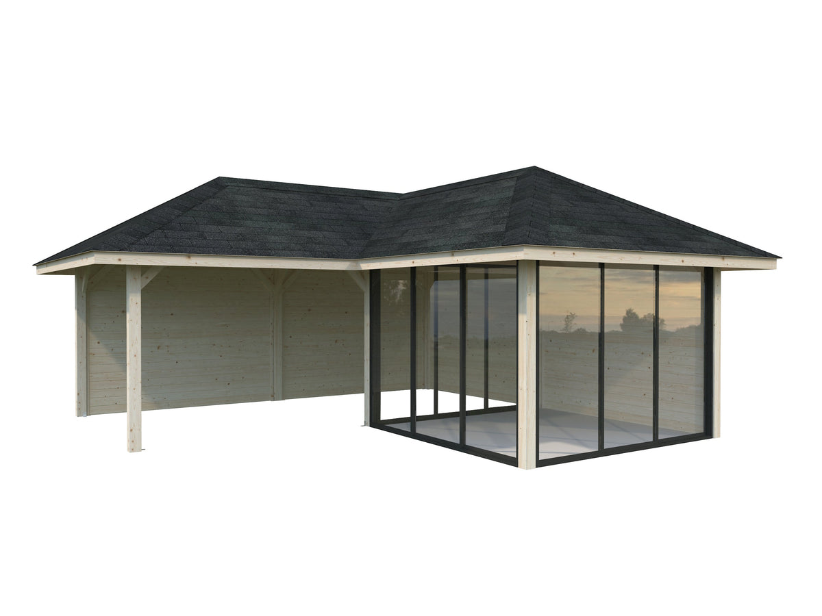 Glass Garden Room Bianca 24.9 m² Set 212 Slide, untreated