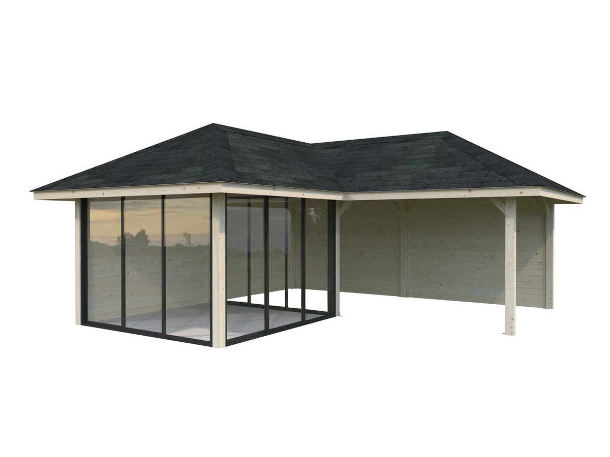 Glass Garden Room Bianca 24.9 m² Set 212 Slide, untreated