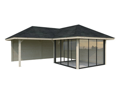 Glass Garden Room Bianca 24.9 m² Set 212 Slide, clear dip-treated