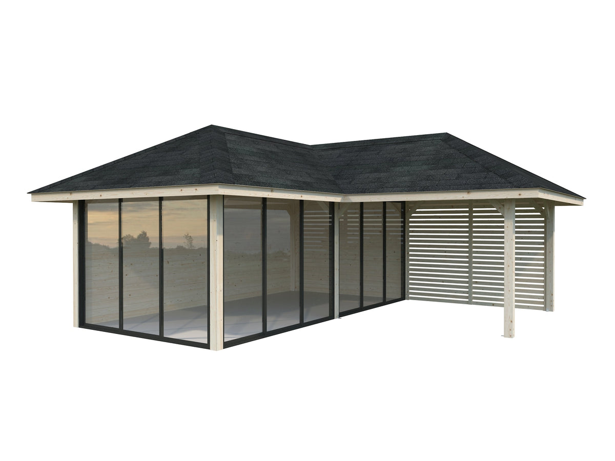 Glass Garden Room Bianca 24.9 m² Set 214 Slide, untreated